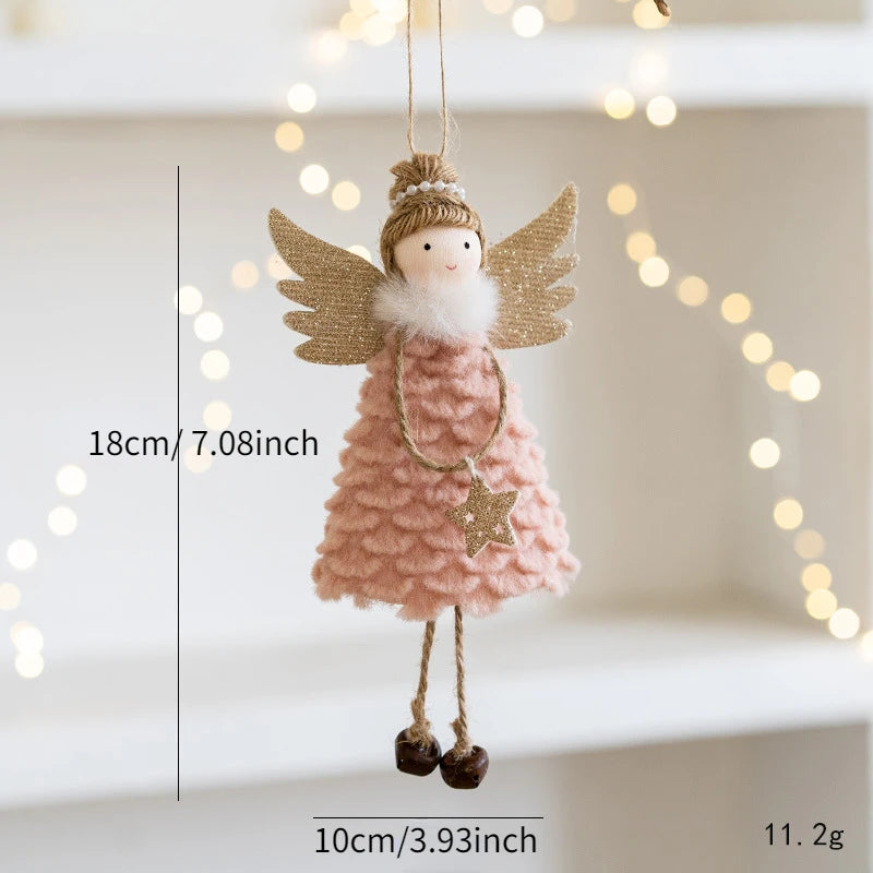 Decorative angel figurine with measurements on a neutral background