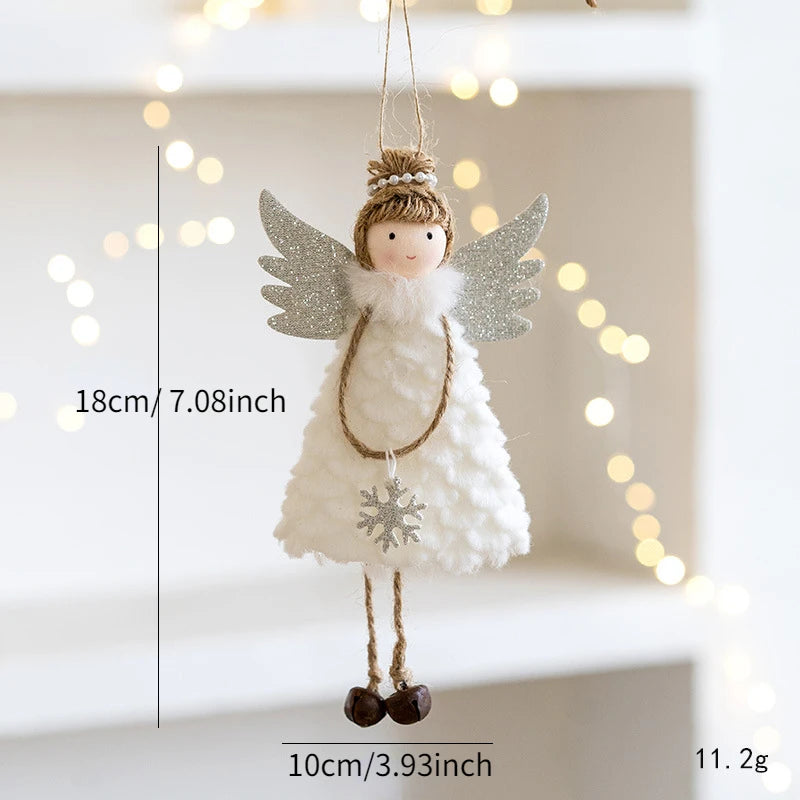 Decorative angel ornament with measurements on a soft background