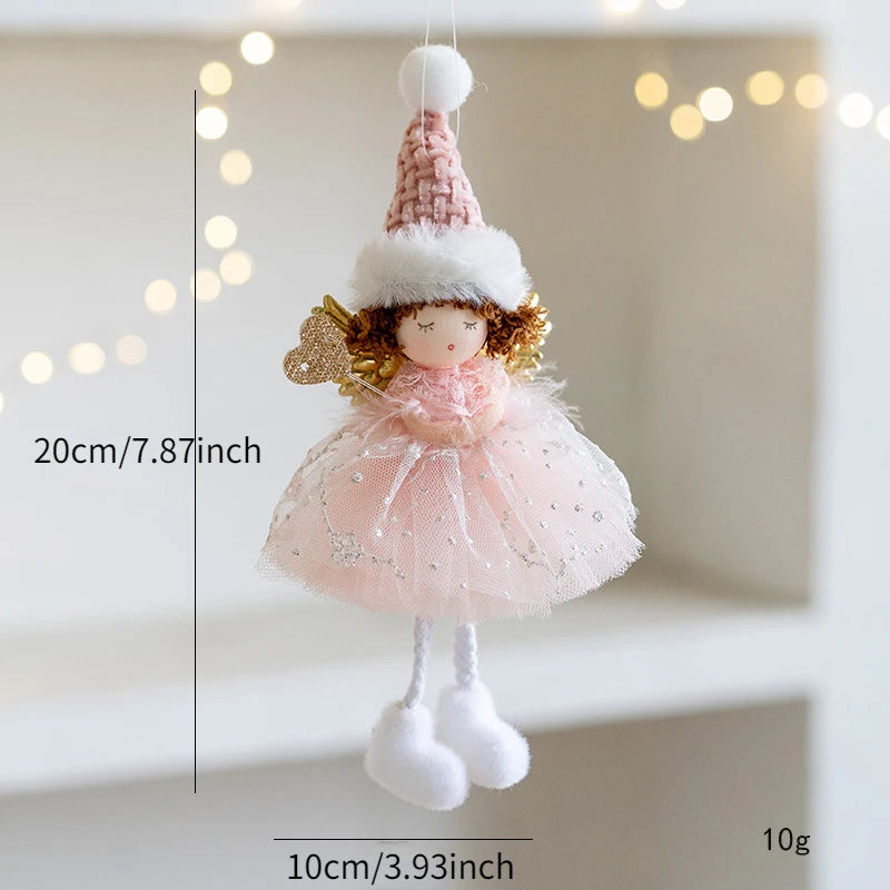 Decorative doll with pink dress and hat on a neutral background