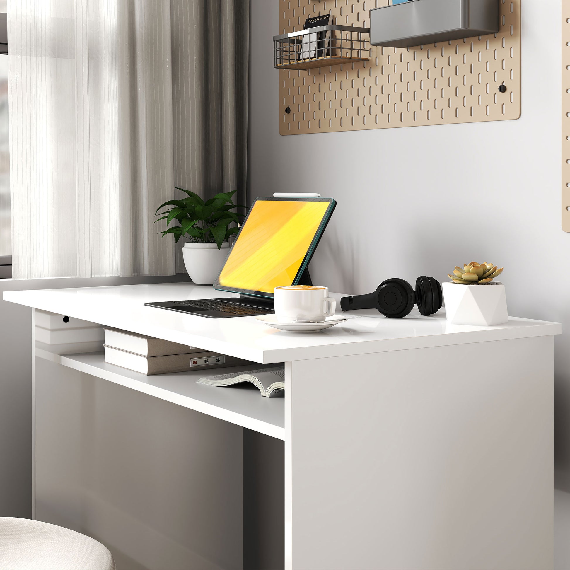 Writing Desk Laptop Table Workstation with Shelf Home Office
