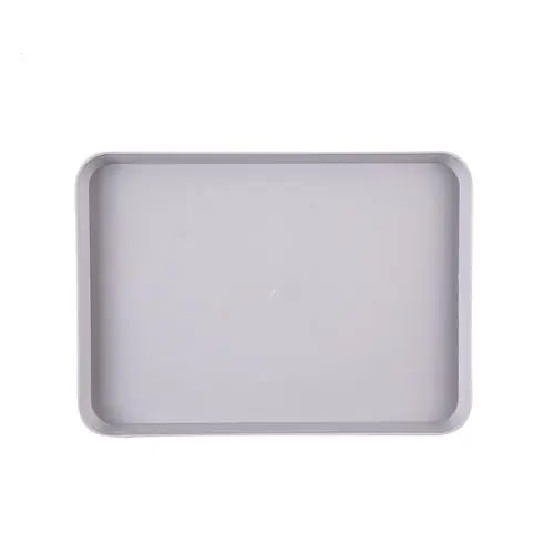 Rectangular metal tray on a white background
