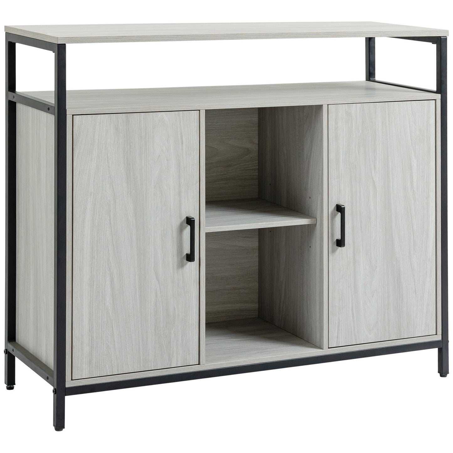 Modern Sideboard, Storage Cabinet with Adjustable Shelves Steel Frame Light Grey