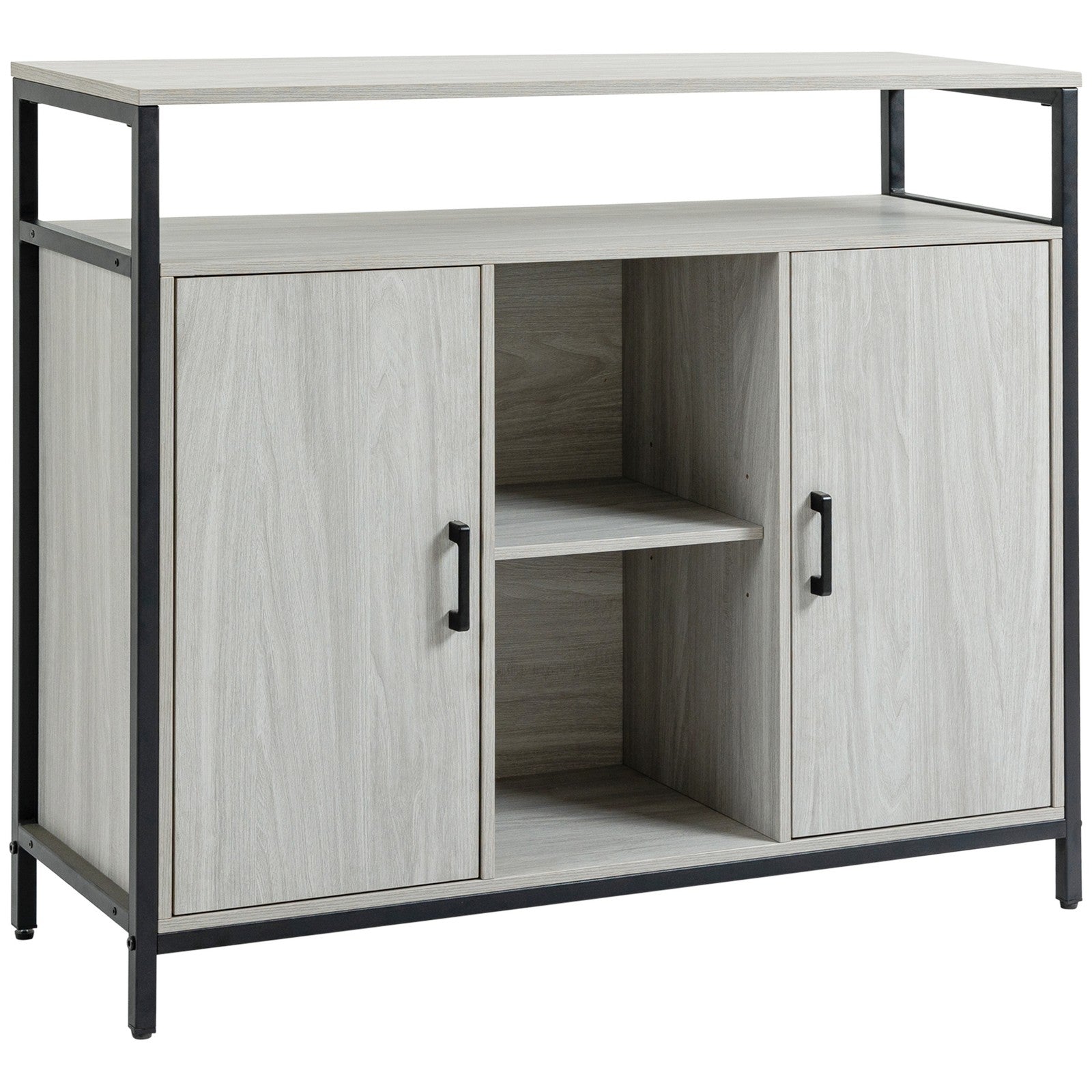 Modern Sideboard, Storage Cabinet with Adjustable Shelves Steel Frame Light Grey