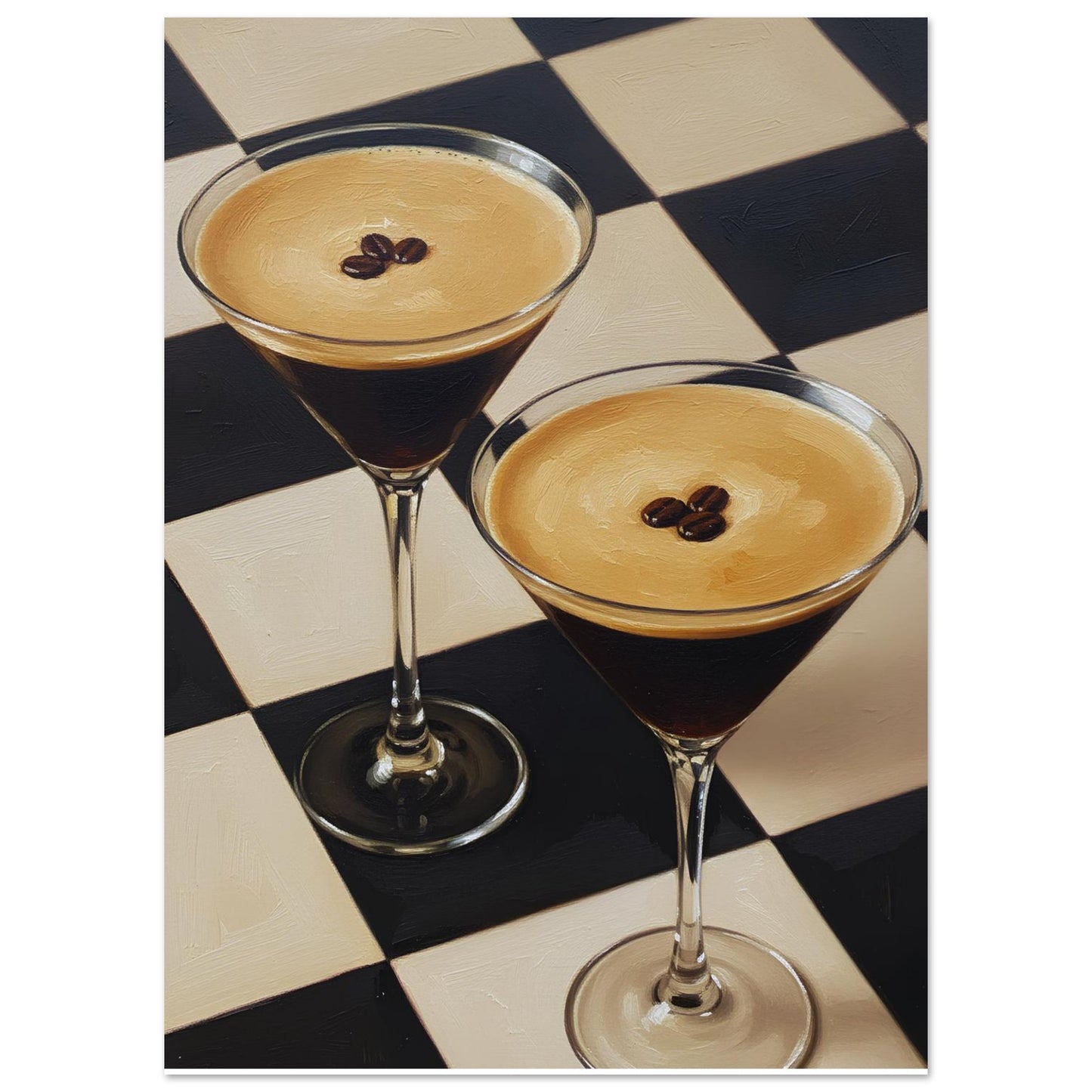 Checkerboard espresso martini print