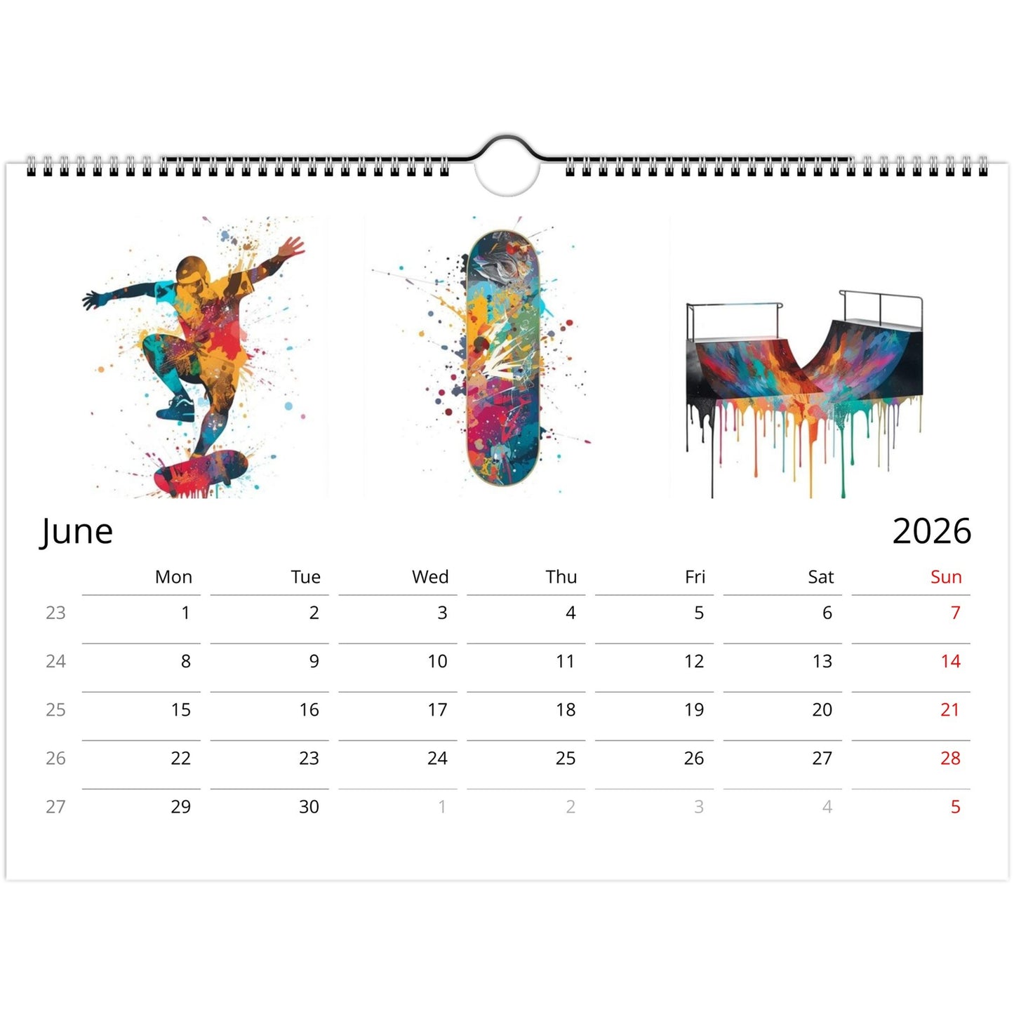 Abstract Sports Calendar 2026 -  12 Month Wall Calendar - Unique Gift for Sports Lovers