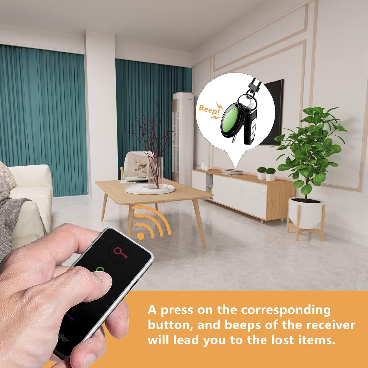 Lost Remote Finder with LED Light - 131Ft Range Key Locator with 4 Retriever Tags - Making Noise Device for Keys and Remote Control