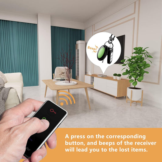 Lost Remote Finder with LED Light - 131Ft Range Key Locator with 4 Retriever Tags - Making Noise Device for Keys and Remote Control