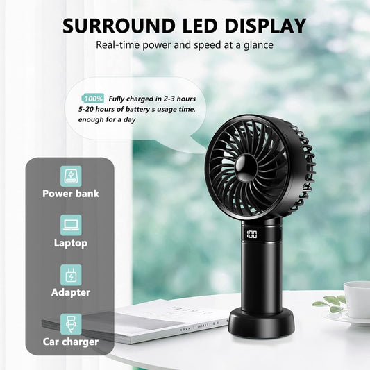 Mini Handheld Fan Portable Fold Desk Cooler Cooling USB Rechargeable 4000MAH