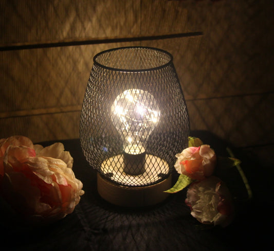 Battery Operated LED Desk Lamp Industrial Retro Light up Bedside Lantern Home