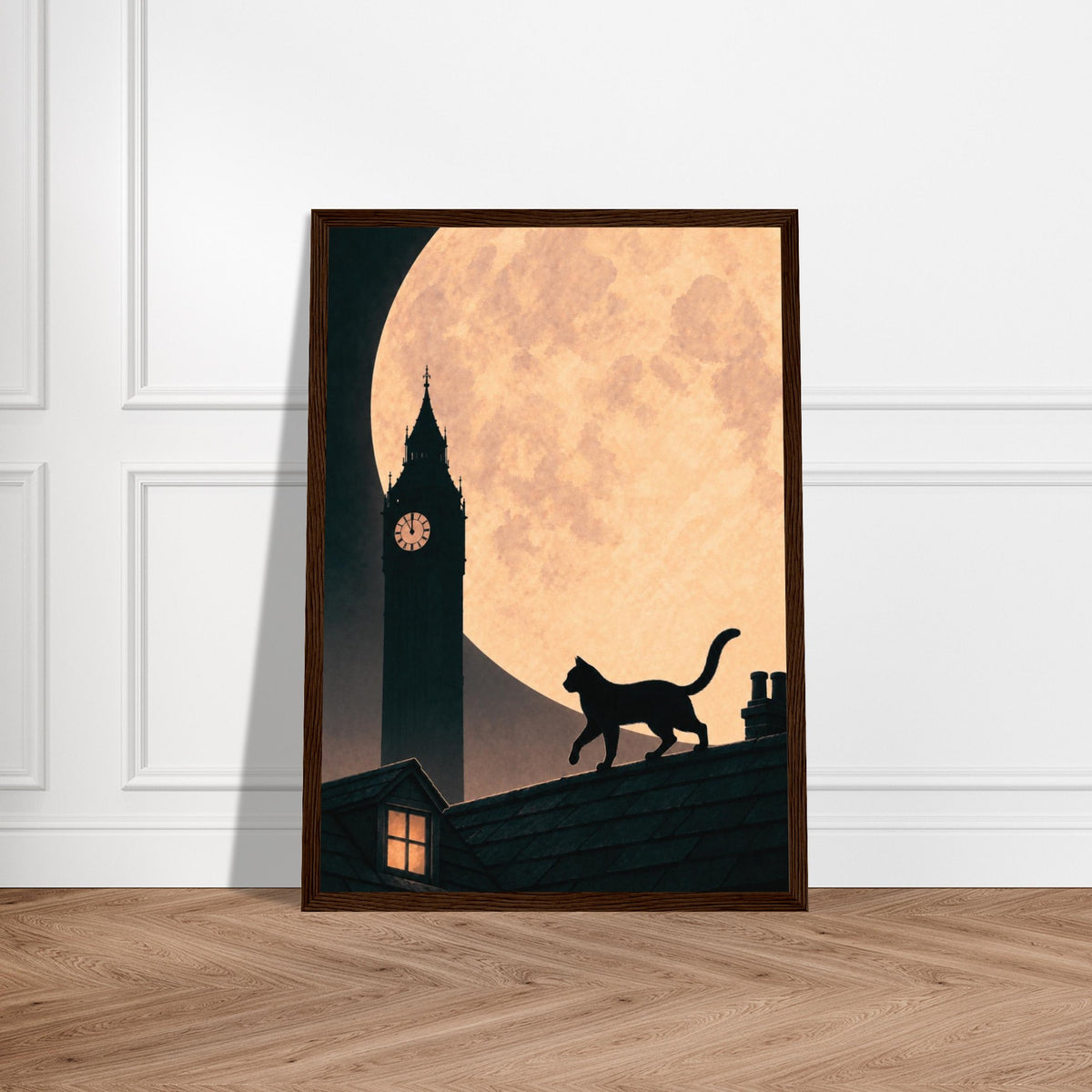 Moonlit cat and Big Ben print