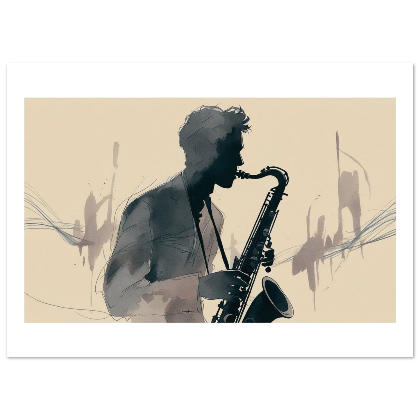 Saxophone Player Wall Art | Abstract Jazz Poster