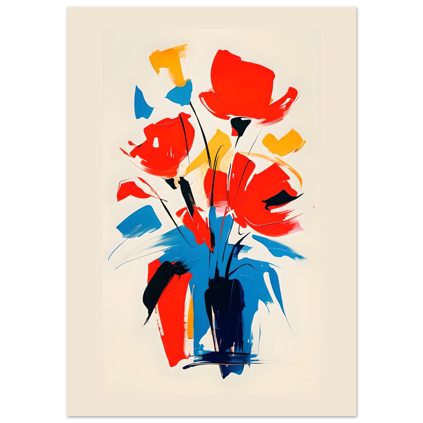 Vibrant Abstract Floral Poster - Colorful Flower Wall Art Print for Home Décor