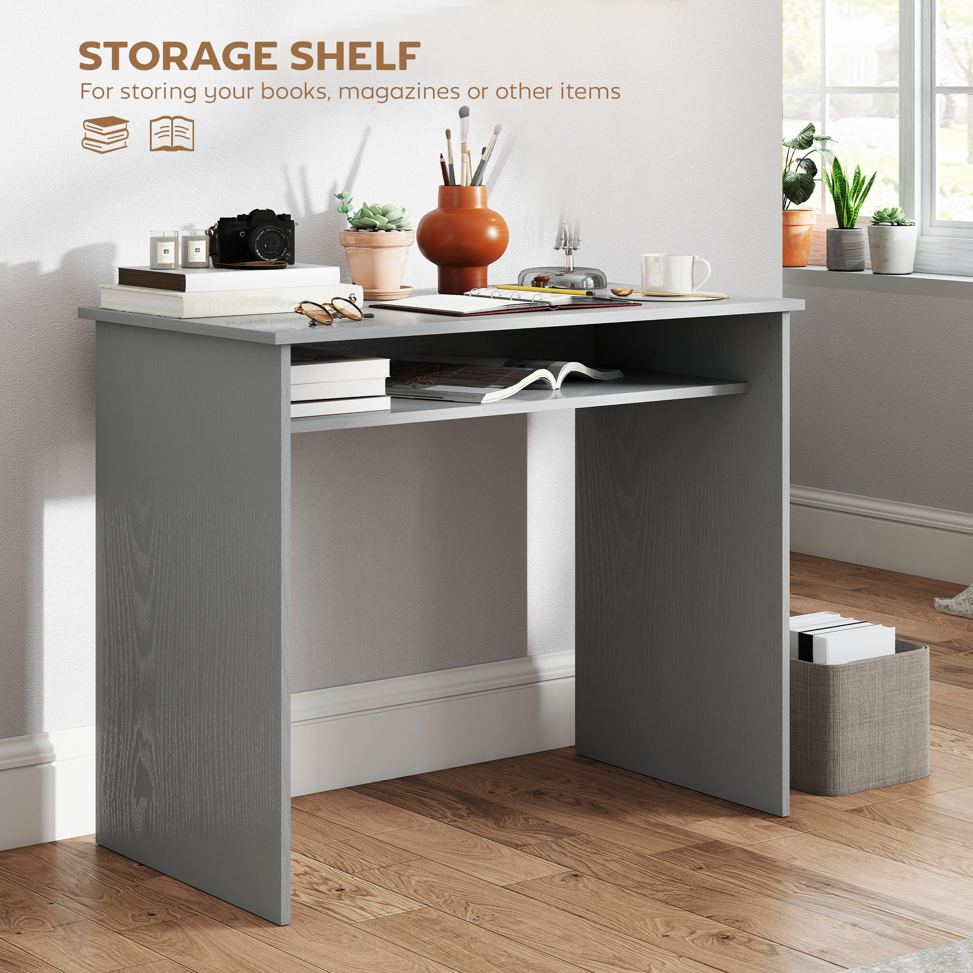 Writing Desk Laptop Table Workstation with Shelf Home Office