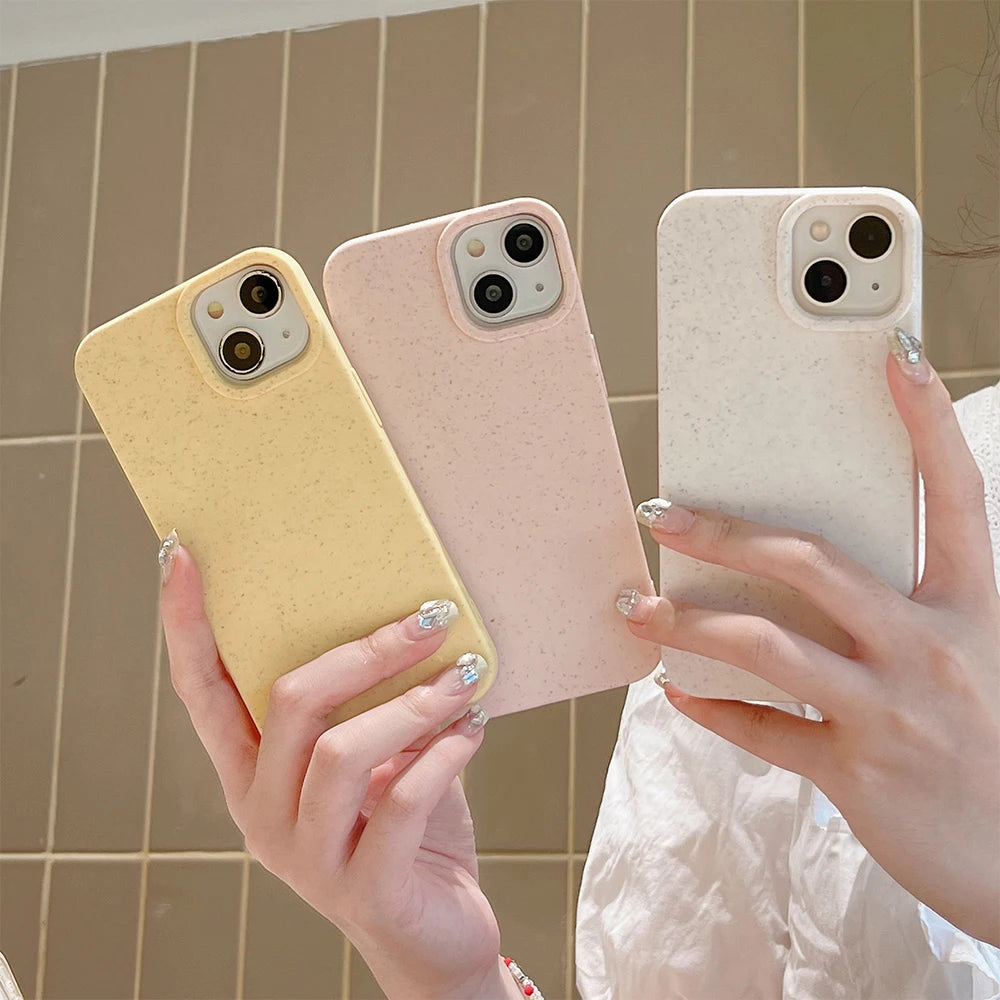 eco wheat straw phone case in pink biodegradable soft silicone cover