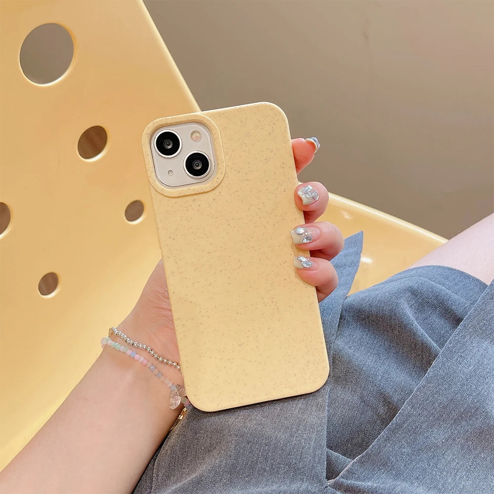 eco friendly wheat straw iphone cover in minimalist yellow