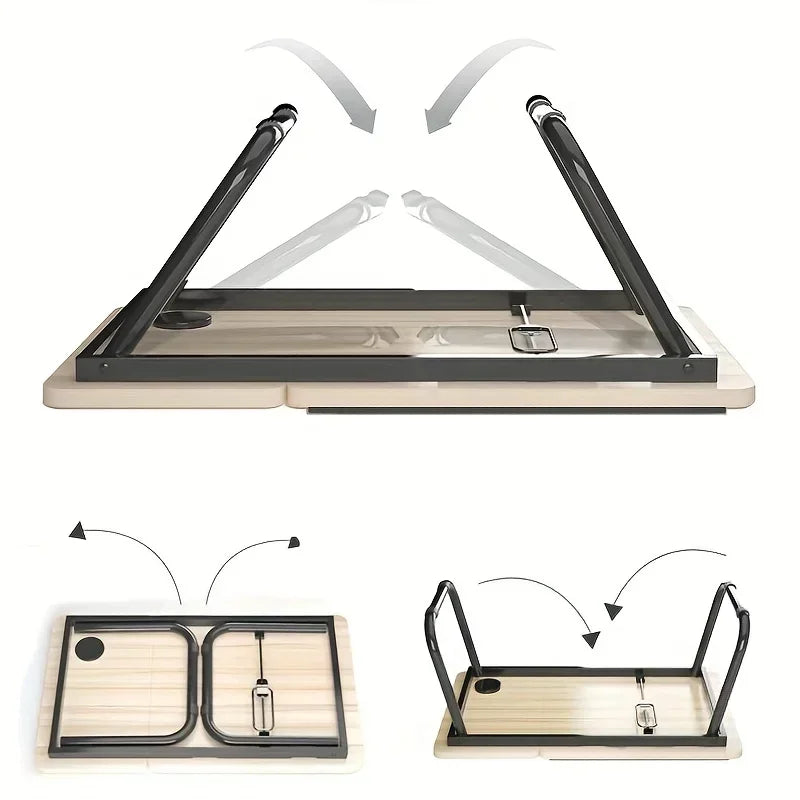 Adjustable standing desk with different configurations on a white background