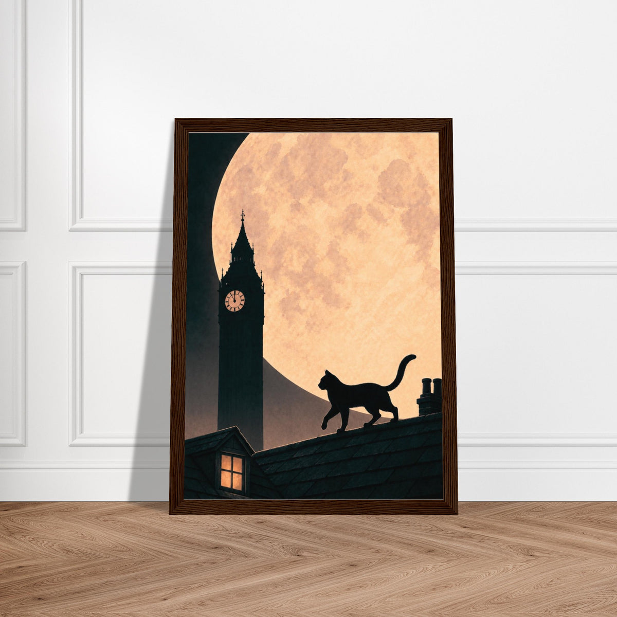 Moonlit cat and Big Ben print