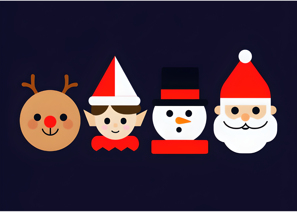 Merry Christmas Greeting Cards – Reindeer, Elf & Snowman Design (10 Pack)