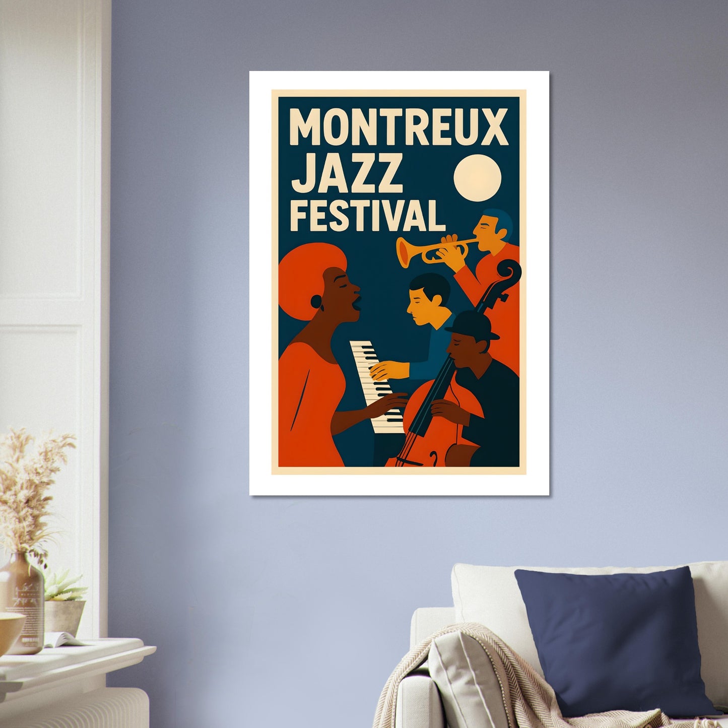 Montreux Jazz Festival Poster – Retro Music Wall Art – Vintage Jazz Print – Bold Mid Century Modern Home Decor for Musicians