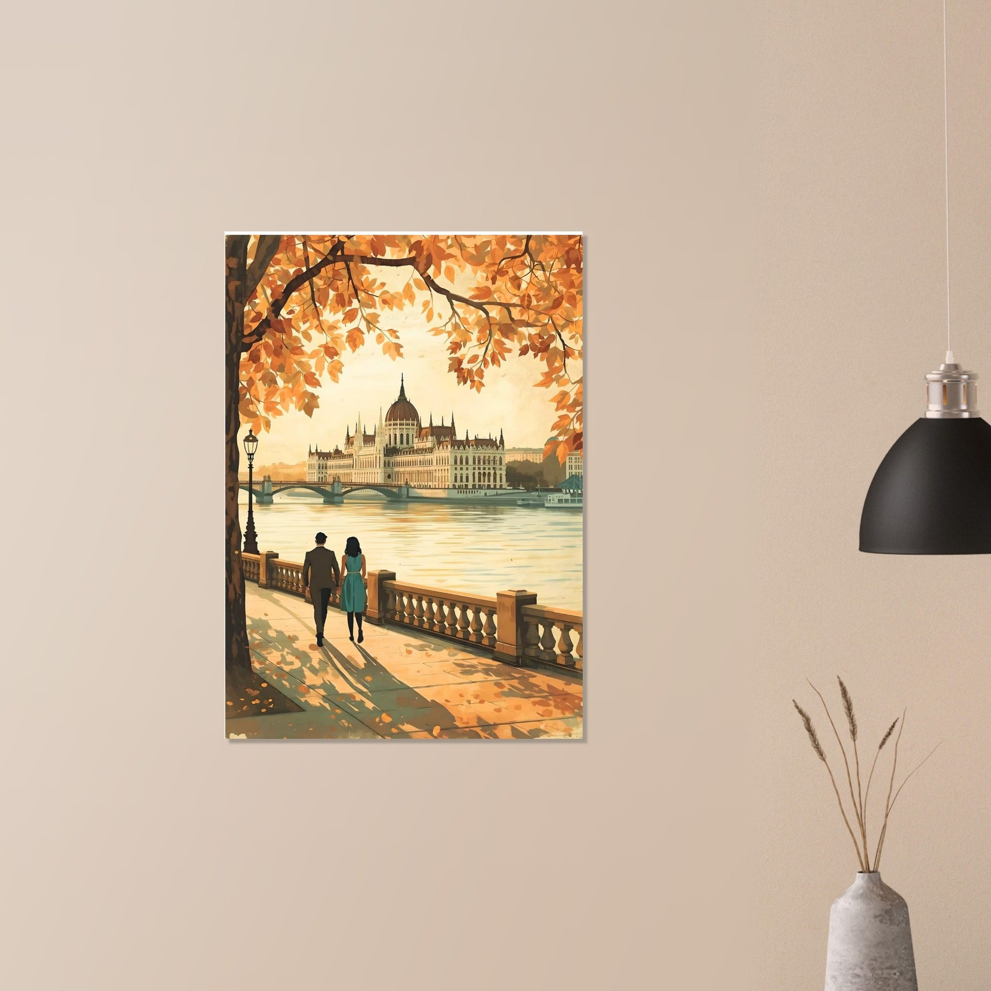 Hungarian Parliament wall art displayed on a beige wall