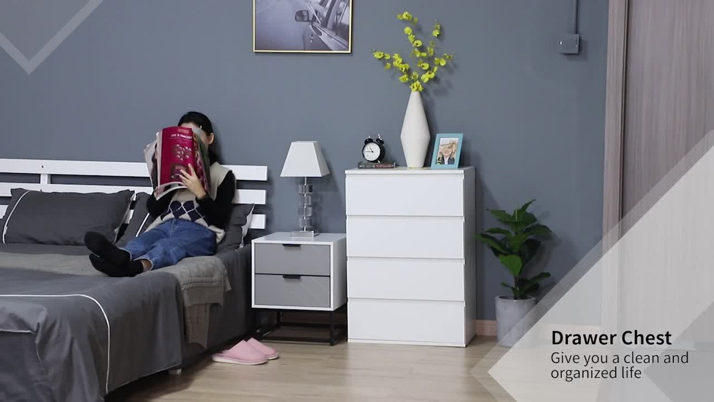 HOMCOM Bedroom Chest of Drawers, 4 Drawers Dresser, Drawer Unit, White