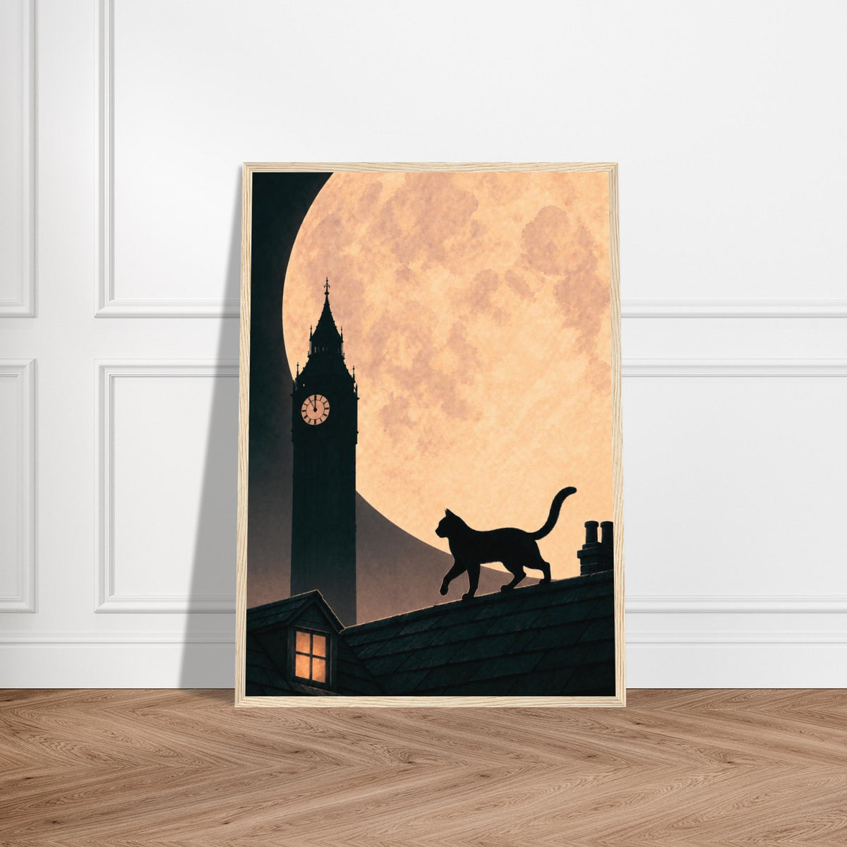 Moonlit cat and Big Ben print