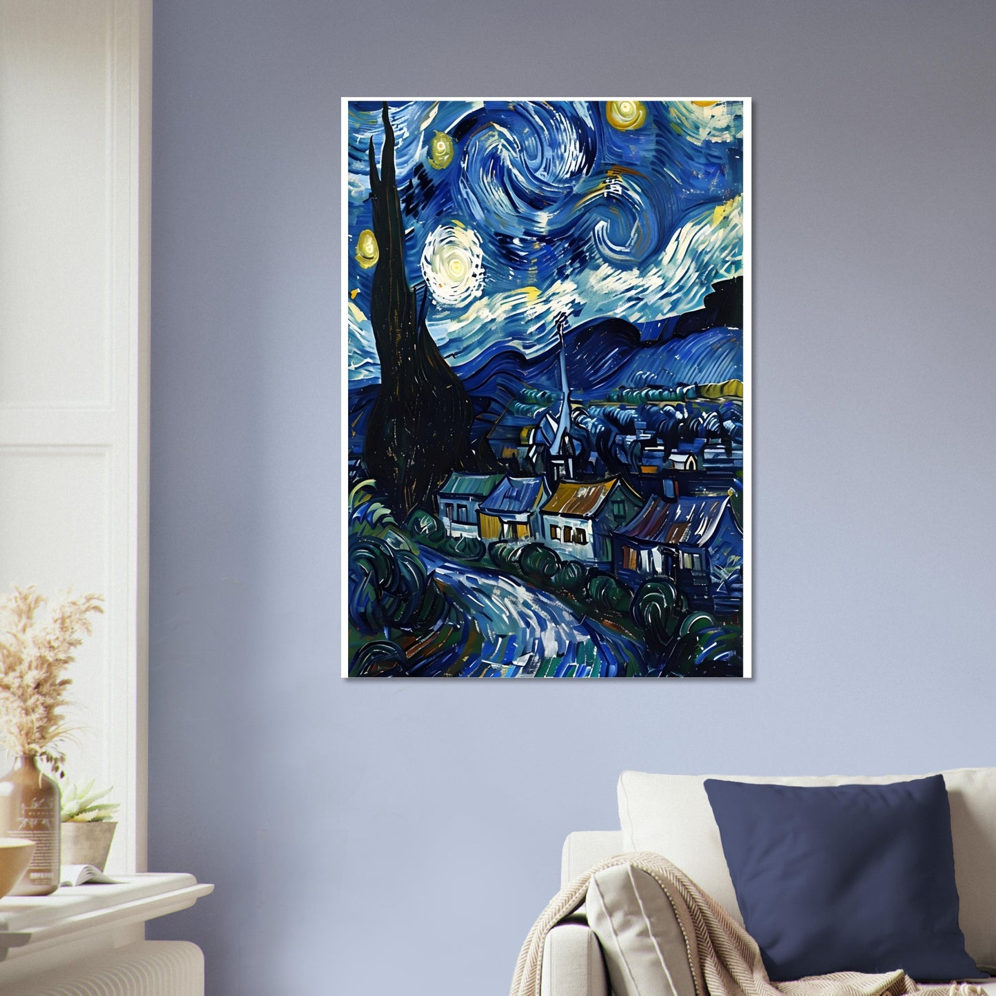 Starry Night Inspired Fine Art Print | Van Gogh Masterpiece Reproduction Poster | Classic Wall Decor
