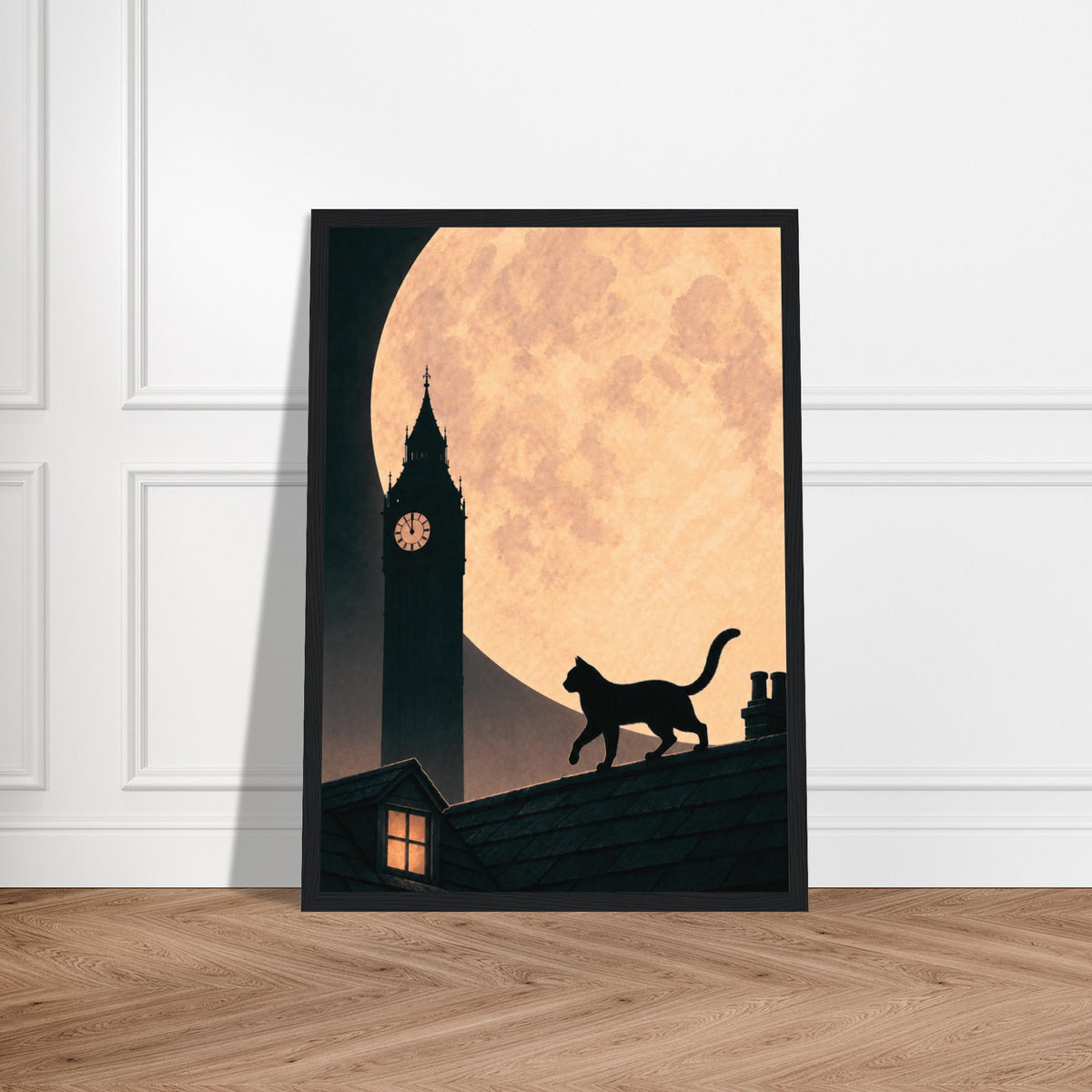 Moonlit cat and Big Ben print