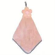 Pink handkerchief with lace trim on a white background