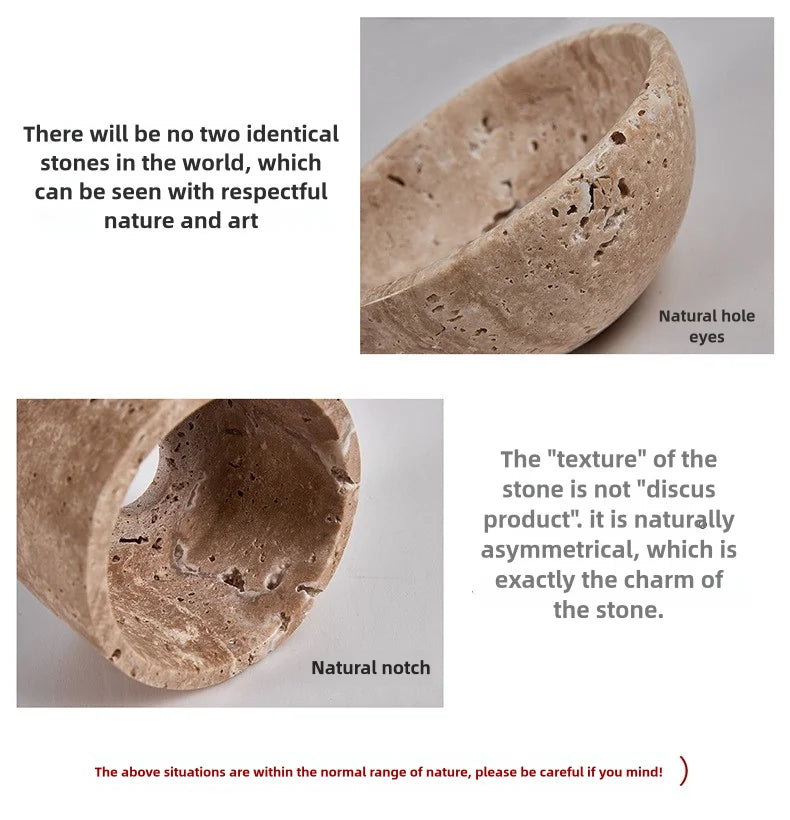 Close-up of a natural stone with text explaining its unique characteristics.