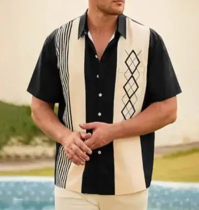 Vintage Casual Polyester Men's Shirt
