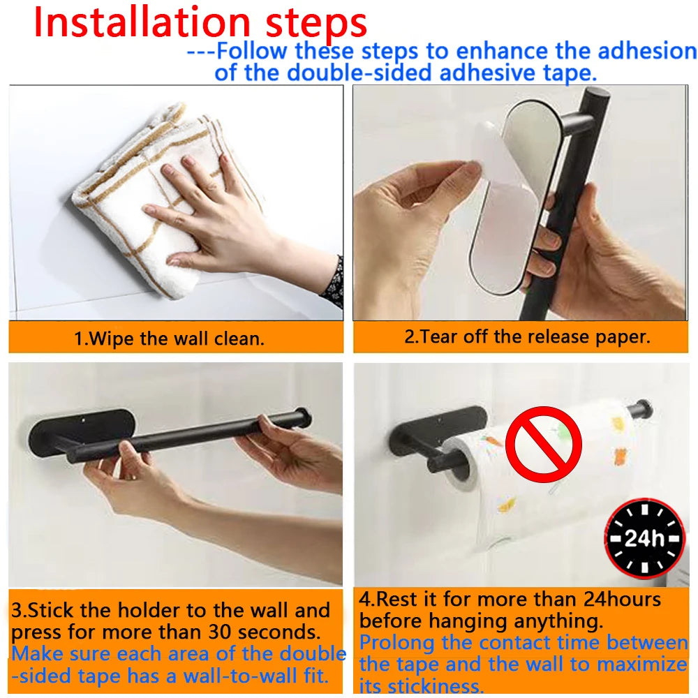 Step-by-step guide on installing double-sided adhesive tape with visual instructions.