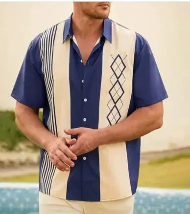 Vintage Casual Polyester Men's Shirt
