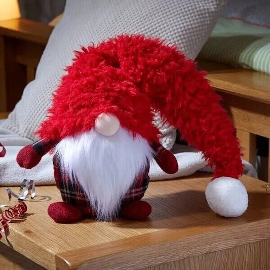 Large 65cm red Christmas gonk plush ornament with white beard and Nordic design