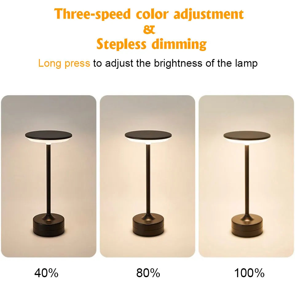 Three-speed color adjustment and stepless dimming of a lamp with three different brightness levels.