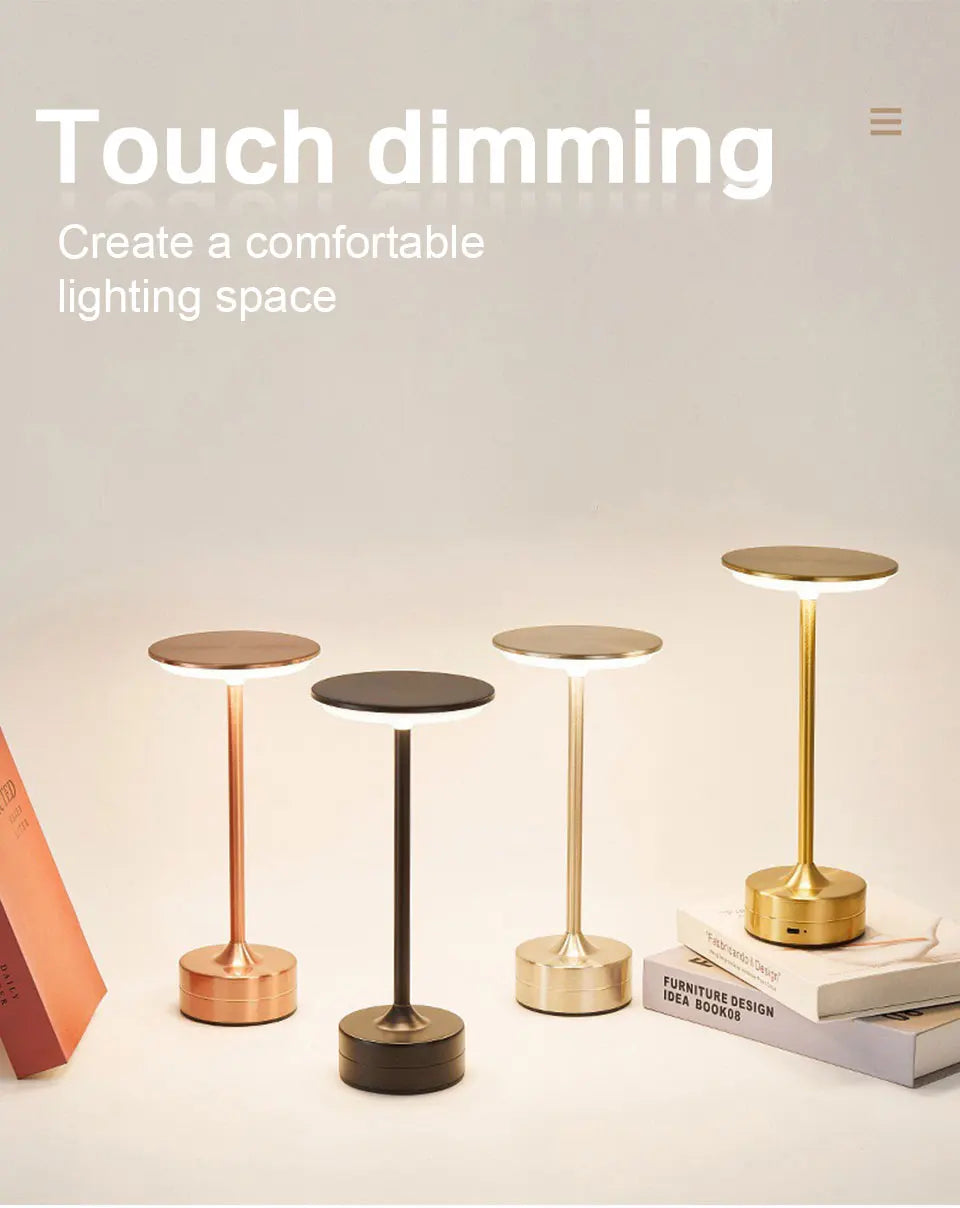 Table lamps with touch dimming feature on a neutral background