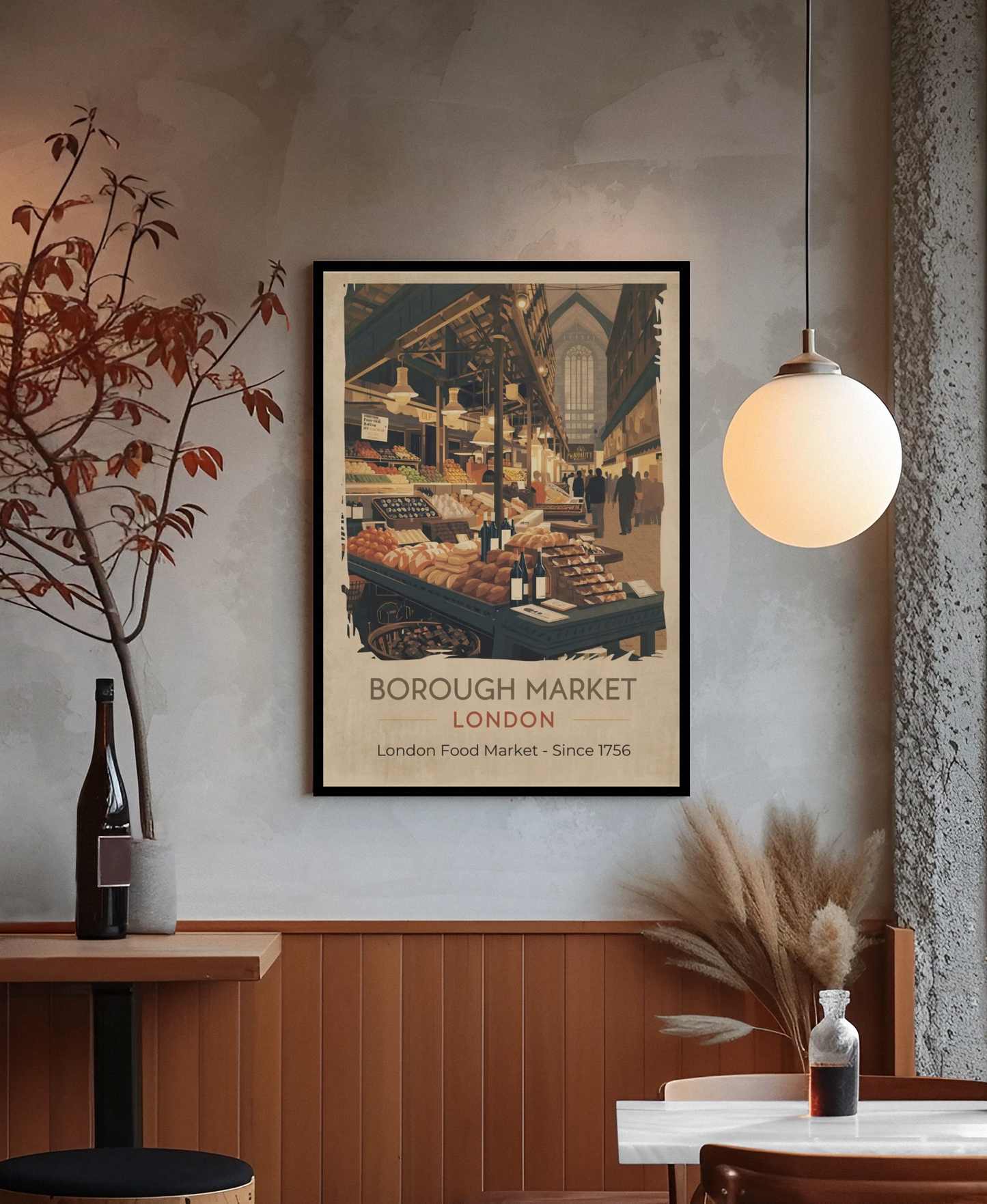 Borough Market London Poster - Vintage Food Market Print