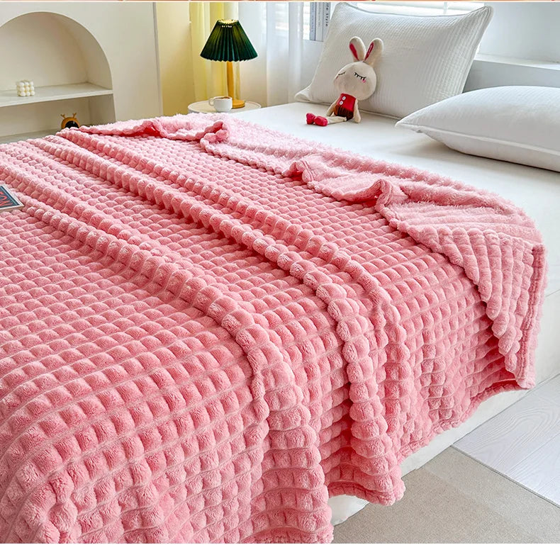 Luxury Imitation Fur Flannel Blanket – Ultra-Soft Winter Throw for Bed, Sofa, or Office Nap