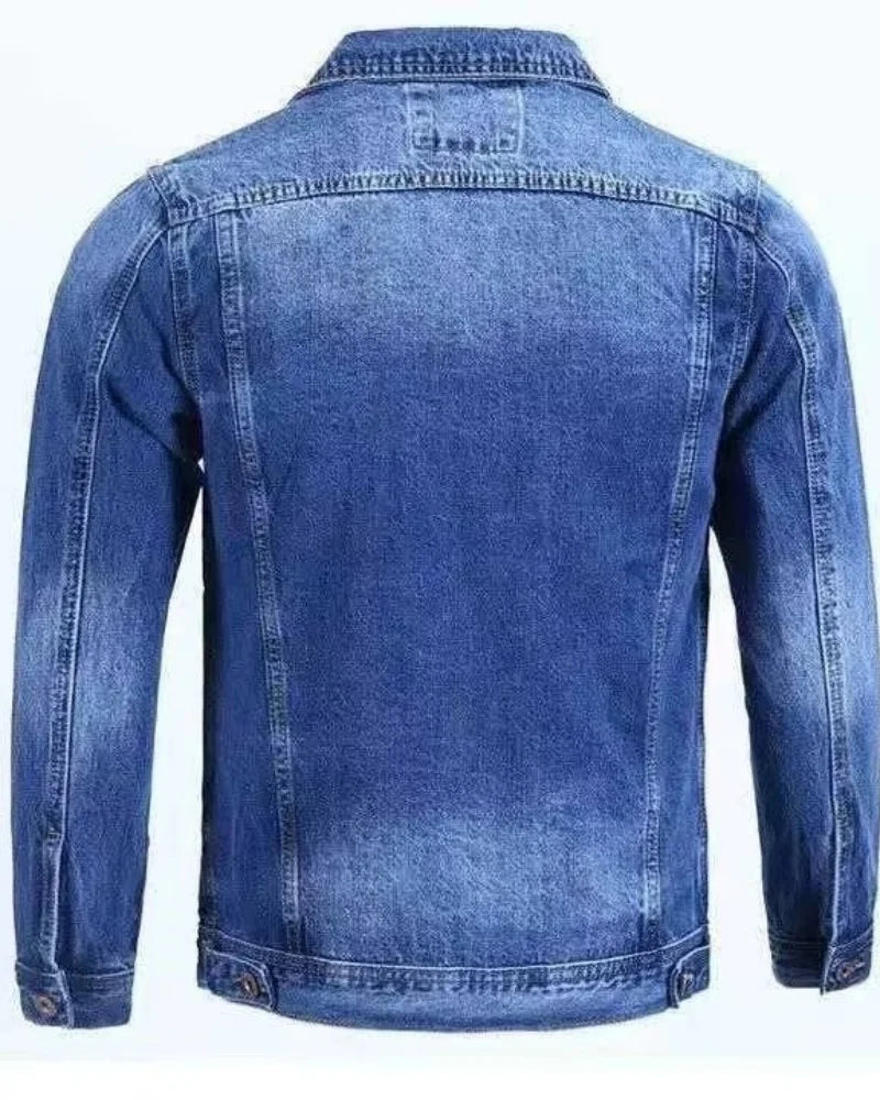 Men’s Classic Denim Jacket – model wearing casual denim coat with buttons.