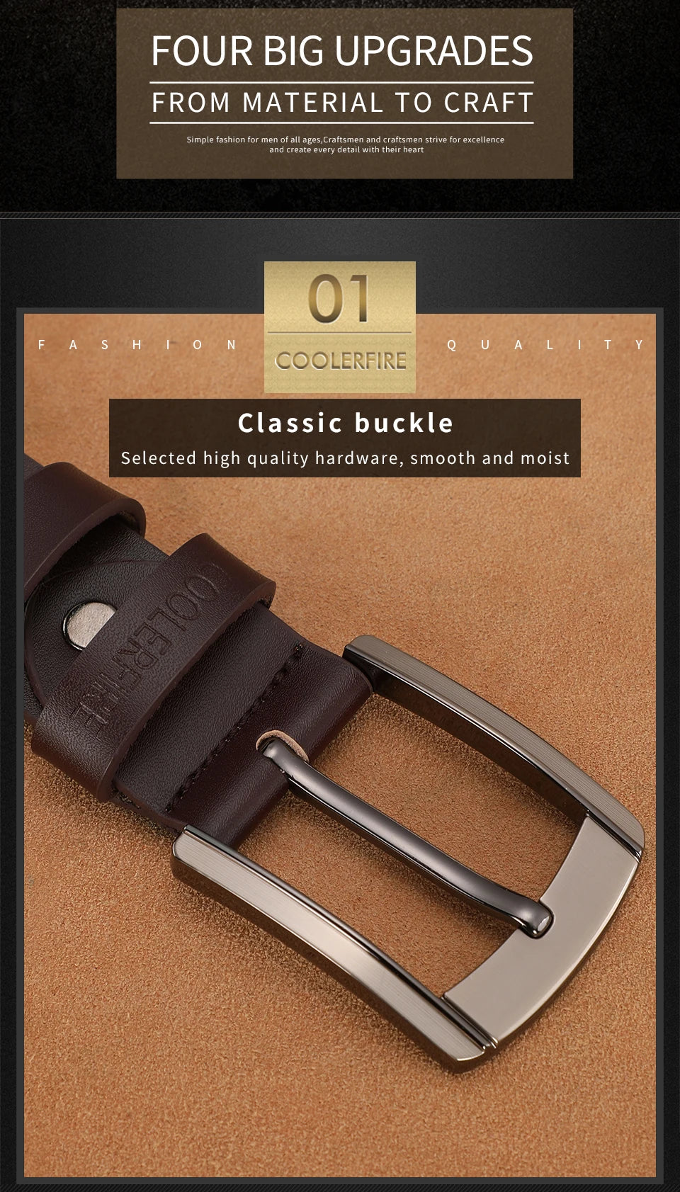 Brown leather belt with silver buckle on a brown background