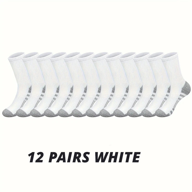 12 pairs of white socks on a white background