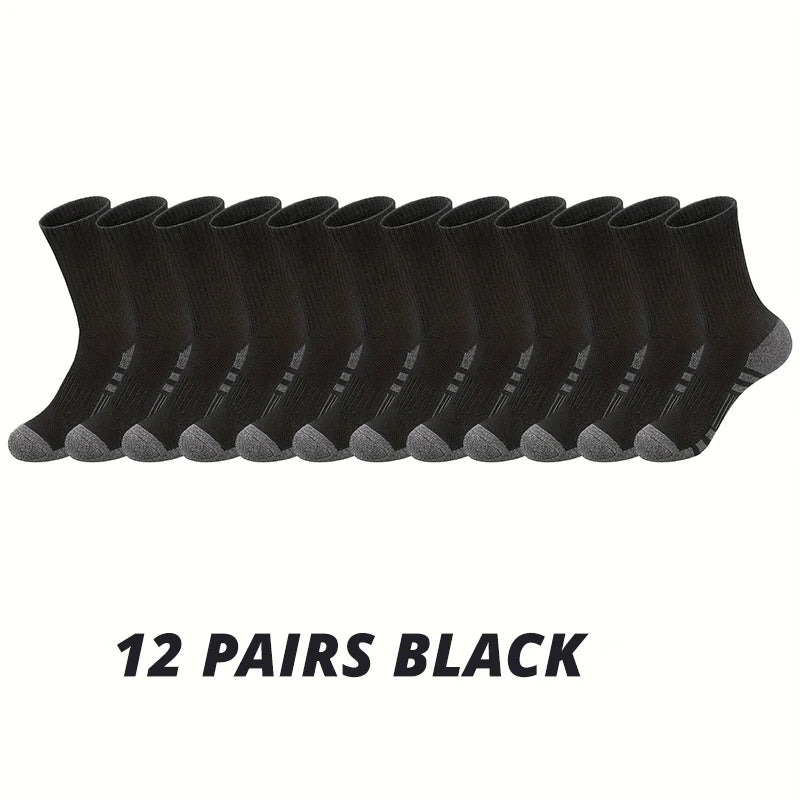 12 pairs of black socks on a white background