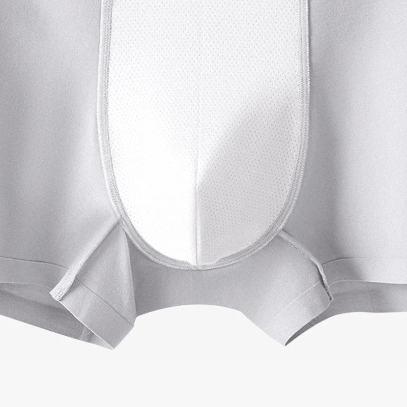 Close-up of  white boxers on a light gray background