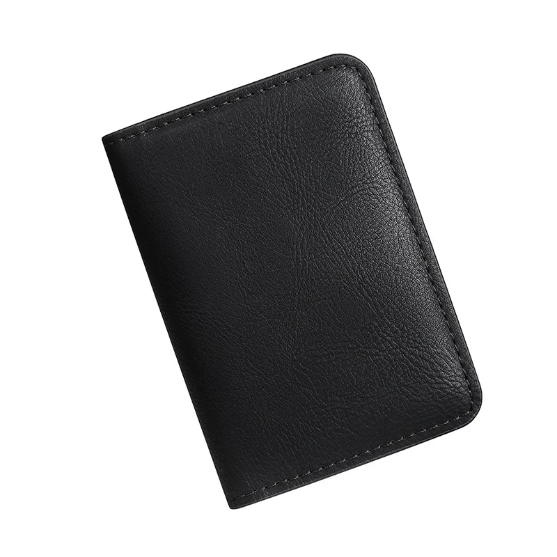Black leather wallet on a white background