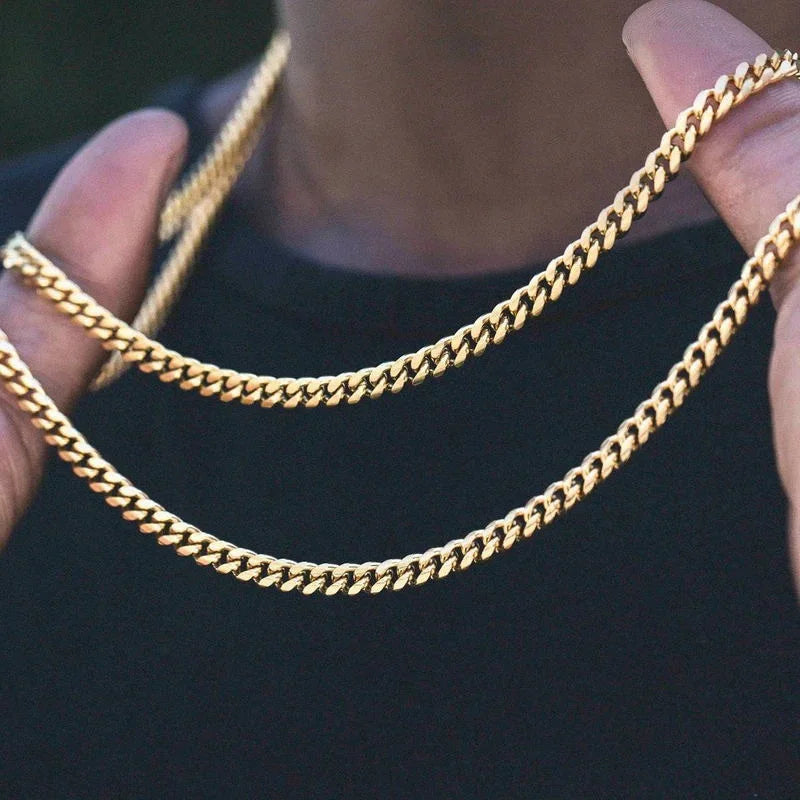 Gold Cuban Chain Necklace for men with polished finish