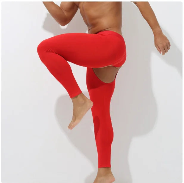 Men’s Thermal Open Crotch Leggings – tight fit underwear for cold weather.