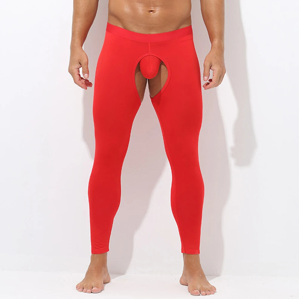 Red leggings with cutout design on a white background