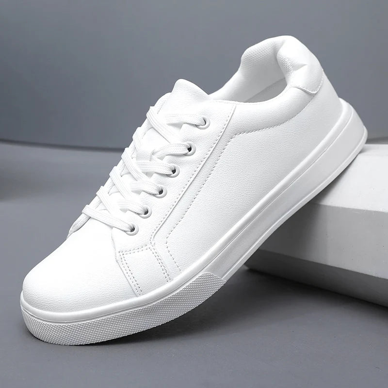 White sneaker on a gray background
