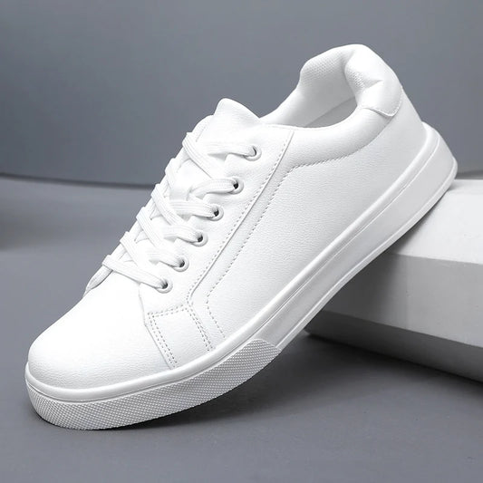 White sneaker on a gray background