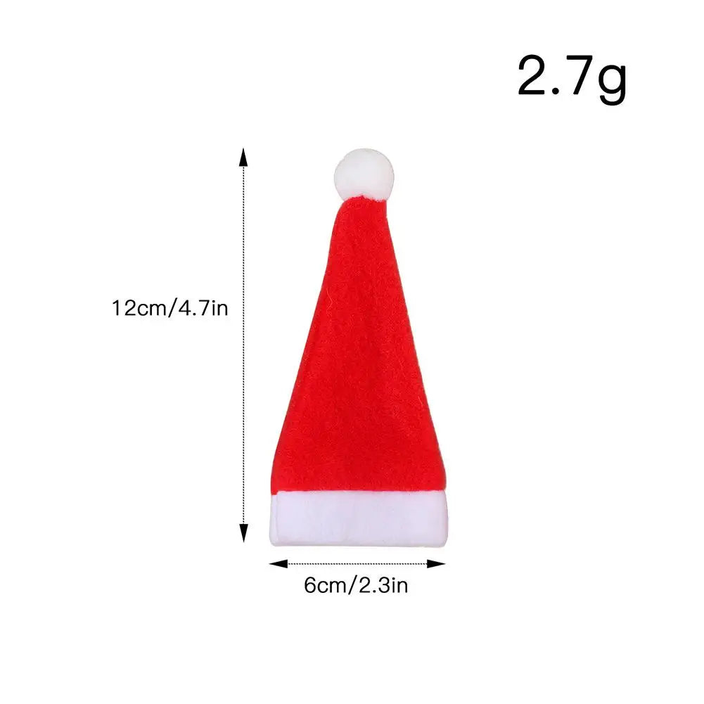 Red Santa hat with measurements and weight on a white background